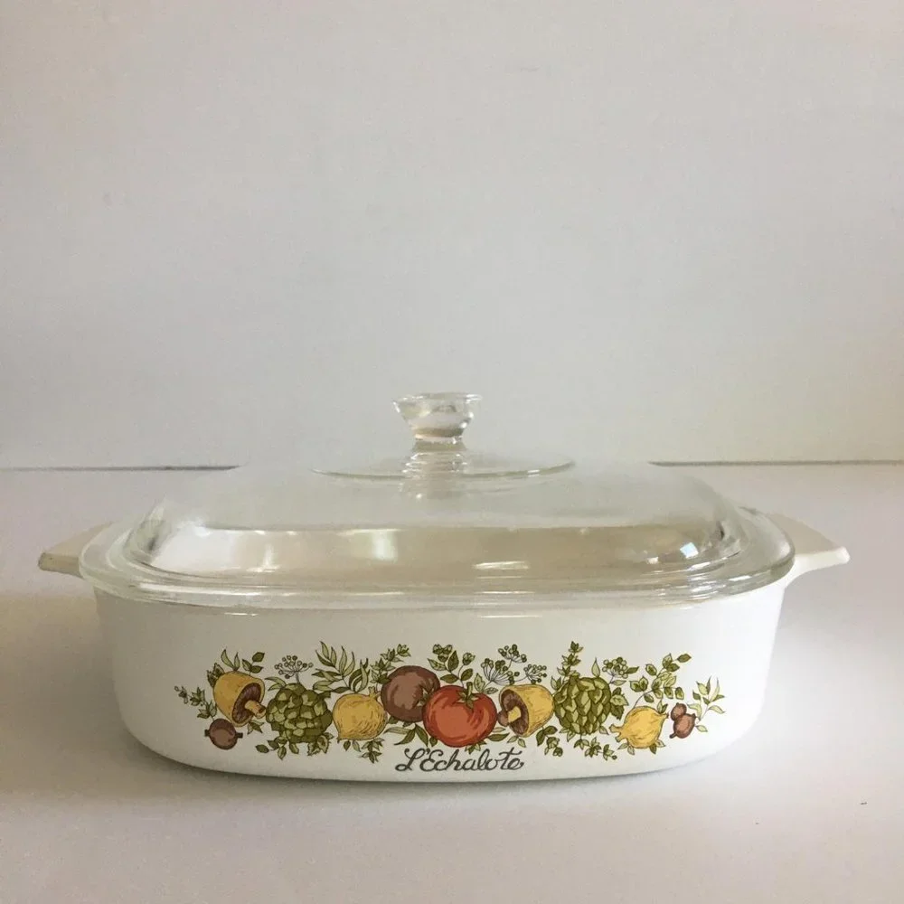 Vintage Corning Ware Spice of Life Baking Dish A-8-B with Lid - 1970s